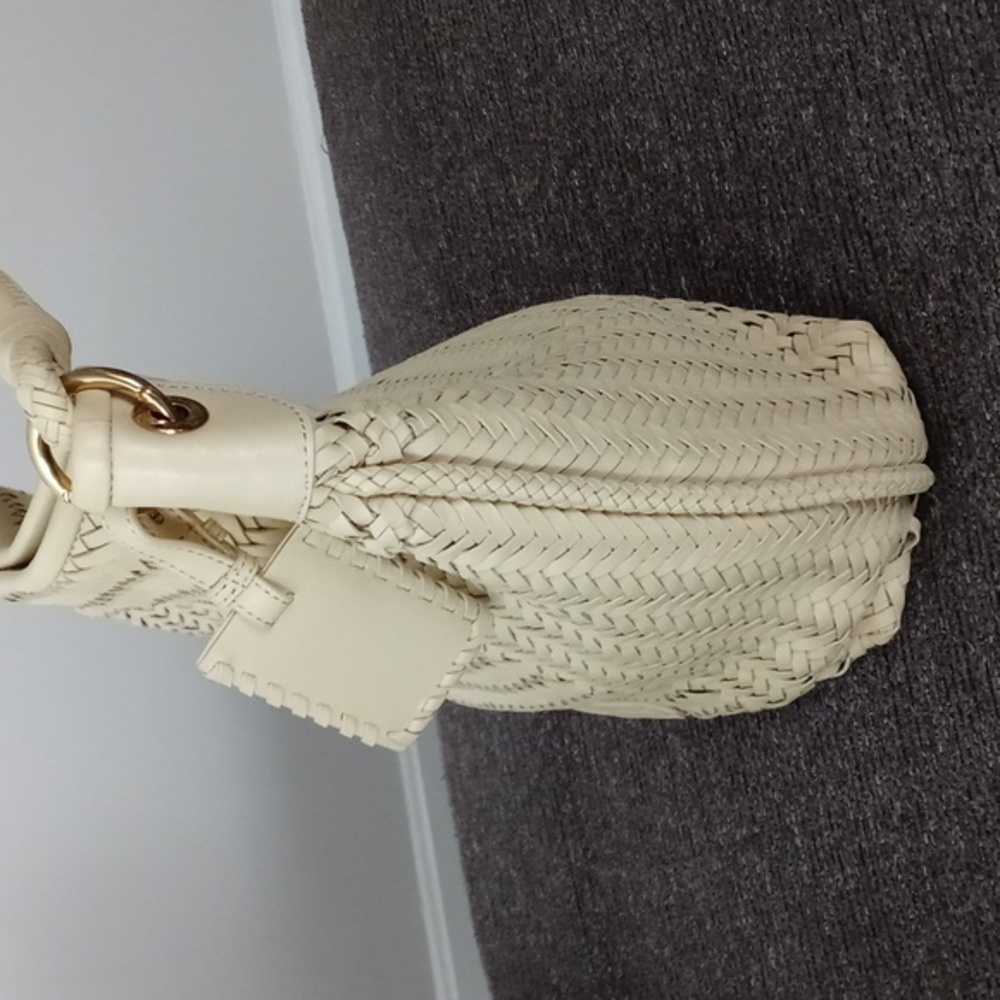 🐎RARE Ralph Lauren🐎 - Ecru Woven Leather Shoulder Bag - Picture 7 of 16